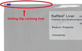 Saftea Liner close up of sliding zip locking top_large_circle_300px